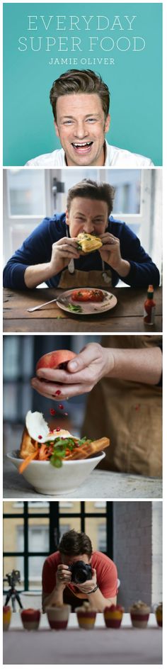 two people sitting at a table with food in front of them and the words everyday superfood above them