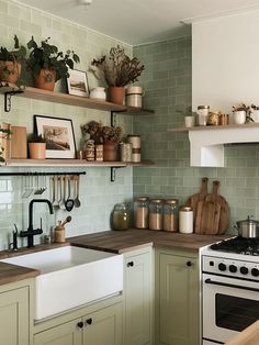 the kitchen is clean and ready to be used as a place for cooking or baking