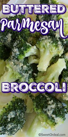 broccoli florets with buttered parmesan cheese on the top