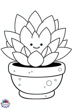 a potted plant with water droplets on the bottom and a face drawn in it