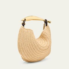 Bottega Veneta "Sardine" top handle bag in crochet raffia and leather  Metal top handle Chain shoulder strap Can be worn as a top handle or shoulder bag  Open top with magnetic closure  Approx. 7.9"H x 13"W x 1.6"D Made in Italy Raffia Crochet, Crafted Bag, Crochet Shoulder Bag, Raffia Bag, Shoulder Chain, Long Wallet, Leather Accessories, Handbags On Sale, Magnetic Closure