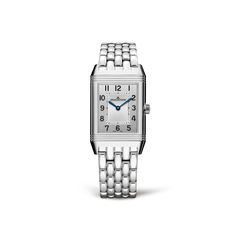 Stainless Steel Ladies Watch Manual-winding Reverso Classic Medium Duetto 2588120 | Jaeger-LeCoultre Classic Silver Watch Accessories With Rectangular Dial, White Gold Watches With Rectangular Metal Dial, Classic White Gold Stainless Steel Watch Accessories, Timeless White Gold Stainless Steel Watches, Timeless Watch Accessories With Polished Rectangular Dial, Timeless Stainless Steel Watch Accessories, Classic Stainless Steel Watch Accessories In White Gold, Classic Watch With Polished Rectangular Dial, Classic Stainless Steel Chronometer Watch Accessories