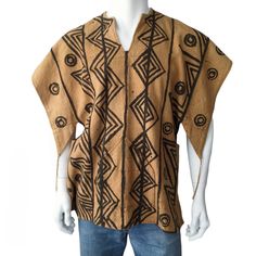 Amazing handmade and hand-painted canvas shirt. Unfortunately I am not aware which part of the world it is from, but I am guessing it is traditional African or Native American. If you know more, please let me know. Thank you :) Men's size approximately M/L * mannequin is a size S/M and about 190 cm tall Please check the measurements to make sure it will fit :  Length: 75 cm // 29.5 '' Width: 59 cm // 23.2 '' Material: presumably cotton canvas Great condition More quality vintage items in my Etsy Artistic Hand Painted Cotton Top, Hand Painted Cotton Short Sleeve Top, Casual Cotton Hand Painted Tops, Hand Painted Short Sleeve Cotton Top, Casual Hand Painted Cotton Tops, Brown Cotton Tops With Batik Print, Painted Canvas, Hand Painted Canvas, Vest Outfits