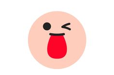 an egg with a red tongue sticking out of it's mouth and eyes closed