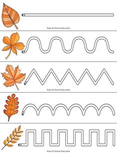 fall leaves and lines worksheet for kids to learn how to make them look like they