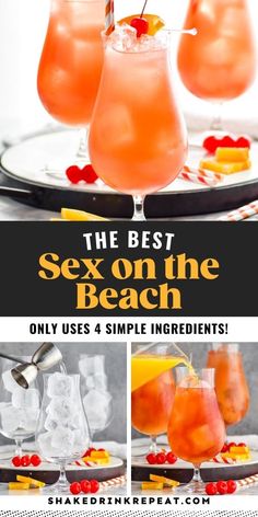 Sex on The Beach has become a classic cocktail for both its provocative name as well as its fruity and tropical taste that is delightful for even the pickiest of drinkers. Cranberry Fizz, Pool Drinks, Peach Cocktail, Mixed Drinks Alcohol