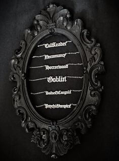 Halloween edition goth calligraphy statement necklace made in stainless steel. Each statement evokes the darker side of reality, whether it involves occult magic or obscure creatures. Price is for 1 necklace, choose between the following ones: ⛧ Cult Leader ⛧ Necromancy ⛧ Horrorwood ⛧ Goblin (sold out) ⛧ Solve et Coagula ⛧ Psychic Vampire  Chain length, choose between: ⛧ 40 cm > 16" ⛧ 50 cm > 20" ⛧ Word size: from 4 to 6 cm |  1.6" to 2.4" - This item is handmade and not produced in mass; when y Black Engraved Jewelry For Halloween, Engraved Black Jewelry For Halloween, Symbolic Black Halloween Necklace, Black Engraved Necklace For Halloween, Symbolic Black Necklace For Halloween, Goth Calligraphy, Psychic Vampire, Gothic Calligraphy, Occult Magic