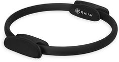 the gaiam wristband is black and has a white logo on it's side