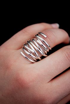 This item is made to order and will ship after 7-10 business days. That time does not include holidays, weekends or shipping time! This is a gorgeous, trend-setting ring made of pure, half round (D shaped) sterling silver metal. This ring is actually made of three individual rings that you stack on top of each other to create the illusion of one single extra wide ring! I got the idea for this listing the other night when I stacked three of my popular Going in Circles rings on top of each other. Modern Twist Silver Open Band Jewelry, Modern Twist Silver Open Stackable Rings, Adjustable Silver Midi Rings With Modern Twist, Silver Stackable Rings With Polished Finish, Sterling Silver Jewelry With Ring Detail, Modern Twist, Sterling Silver Jewelry With Modern Twist, Silver Jewelry Open Ring With A Modern Twist, Modern Twist Sterling Silver Jewelry With Ring Detail, Modern Twist Silver Open Ring Jewelry