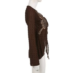 This Retro Butterfly Lace Patch Knit Top Lace-up Cardigan is the perfect way to stay stylish and snug this season. Featuring an intricate lace and a lace-up design, this cardigan is the perfect combination of comfort and personality. Plus, its lightweight material keeps you cozy without adding any bulk. Get ready to show off your unique style with this one-of-a-kind piece! Gender: Female Season: spring, autumn Style: Casual Type: Cardigan Neck type: V-neck Sleeve Type: Long Sleeve Fit Type: Regu Fairycore Butterfly, Retro Butterfly, Butterfly Lace, Grunge Fairycore, Autumn Style, Lace Tops, Flared Sleeves, Sleeve Type, Cardigans For Women