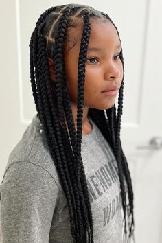 Box Braids for Kids Box Braids For Kids Black, Box Braids On Kids, Braids For Preteens Black, Box Braids Hairstyles Shoulder Length, Girls Box Braids, Kids Large Knotless Braids, Hairstyles For Seven Year Olds, Little Black Girls Box Braids Kid Hairstyles