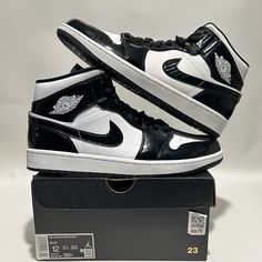 This Pair Is Brand New In Box! They Are A 12 In Men’s! Please Check All Photos Before Purchasing! All Sales Are Final! No Refunds Or Returns! If You Have Any Questions About Sizing Please Feel Free To Send Me A Message! I Am Not Responsible For Factory Flaws On Mass Produced Pairs! All Items Ship The Day After Purchase Priority Mail & Double Boxed Unless The Order Is Placed On A Saturday! If You Purchase On Saturday Your Item Will Ship Out Monday Due To The Post Office Being Closed On Sunday. Also, I Am Not Responsible For Items After They Have Been Shipped! If You Are Located Outside Of The Us Message Me For A Shipping Quote! If You Have Any Questions Feel Free To Ask :) Air Jordan 1 Box, Nike Air Jordan Low, Air Jordan 1 Retro Mid, Jordan 1 Retro Mid, How To Clean White Shoes, Jordan 1 Low White, Nike Jordan 1 Mid, Black And White Trainers, Nike Air Jordan 1 Retro