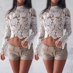 Beautiful Thick Lace, Nwot, Purchased But Found Another Top I Like Better Size Small Turtle Neck White, Casual Lace Top, Long Sleeve Bodysuit Women, Leather Look Jeans, Crochet Lace Blouse, Flare Long Sleeve, Floral Lace Tops, Ladies Tops, Women Long Sleeve Tops