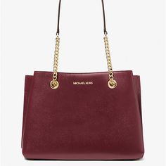 Michael Kors Teagan Large Pebbled Leather Shoulder Bag Color Dark Cherry Nwt Get Carried Away With The Teagan, A Softly Structured Shoulder Bag That Features Our Signature Hardware. It Pairs Just As Well With Tailored Separates For The Office As It Does With Off-Duty Looks On The Weekend. Shoulder Bag Pebbled Leather 100% Leather From Tanneries Meeting The Highest Standards Of Environmental Performance Gold-Tone Hardware 12"W X 9"H X 6"D Interior Details: Back Zip Pocket, Center Zip Compartment, 2 Front Slip Pockets Lining: 100% Polyester Snap Fastening Dust Bag Not Included Imported Style # 35s0gxzs7l Classic Purple Leather Shoulder Bag, Michael Kors Purple Bags For Everyday Use, Michael Kors Purple Everyday Bags, Everyday Purple Bag With Gold-tone Hardware, Everyday Purple Bags With Gold-tone Hardware, Purple Bags With Gold-tone Hardware, Michael Kors Purple Leather Bag, Everyday Purple Shoulder Bag With Gold-tone Hardware, Elegant Michael Kors Burgundy Bag