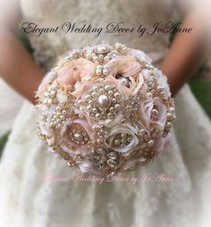 a bridal bouquet with pearls and flowers