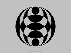 an abstract black and white design on a gray background