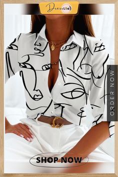 Casual and Cool Summer Blouse Long Sleeve White Shirt, Office Prints, Button Long Sleeve, Summer Blouse, Autumn Casual, Female Clothing, White Long Sleeve Shirt, Women's Blouses, Cool Summer