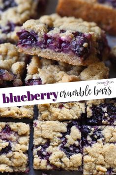 blueberry crumble bars stacked on top of each other