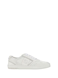 Fendi White Calf Leather Low Top Sneakers Fendi Sneakers, Fendi Men, High Heel Stiefel, Fendi Logo, Style Sportif, Comfortable Flats, Perforated Leather, Dior Shoes, Louis Vuitton Shoes