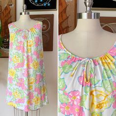 Multicolor Sleeveless Sleepwear For Sleepovers, Sleeveless Floral Print Nightgown, Vintage Sleeveless Dress For Sleepover, Vintage Pink Sleeveless Nightgown, Sleeveless Floral Print Nightgown For Vacation, Sleeveless Nightgown With Floral Print For Vacation, Pink Sleeveless Vintage Nightgown, Retro Spring Sleepwear For Pajama Party, Retro Sleepwear For Spring Pajama Party