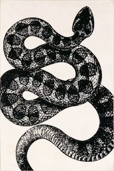 a black and white drawing of a snake