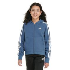 Give her wardrobe a cozy and versatile upgrade with this Girls 8-20 adidas 3-Stripe Zip-Up Fleece Hoodie. Give her wardrobe a cozy and versatile upgrade with this Girls 8-20 adidas 3-Stripe Zip-Up Fleece Hoodie. TECHNOLOGIES & FEATURES Attached hood Long sleeves Front kangaroo pocket Zipper front closure Straight hemFIT & SIZING 21 1/2 in. from shoulder to hem Loose fit styleFABRIC & CARE Cotton, polyester Fleece construction Machine wash Imported Size: Small. Color: Ink. Gender: female. Age Group: kids. Adidas Girl, Color Ink, Outerwear Coats, Girl Top, Fleece Hoodie, Zip Up, Kangaroo Pocket, Fabric Care, Front Zipper