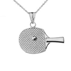 a tennis racket pendant on a chain