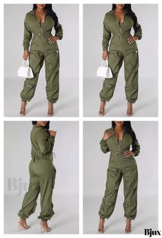 Bjux - Versatile Collar-Long Sleeve Cargo Pantsuit with Pockets Casual Fitted Jumpsuits And Rompers With Multiple Pockets, Fitted Casual Jumpsuits And Rompers With Multiple Pockets, Fitted Cargo Style Jumpsuits And Rompers, Cargo Style Jumpsuits And Rompers For Spring, Fitted Cargo Style Jumpsuits And Rompers For Spring, Spring Cargo Style Fitted Jumpsuits And Rompers, Fitted Cargo Style Overalls And Jumpsuits, Fitted Cargo Style Jumpsuits And Overalls, Fitted Cargo Style Jumpsuits For Spring