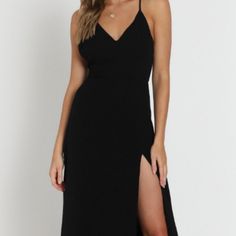 Look Stunning In This Ibiza Sunset Dress In Black! Featuring A Plunging Neckline And Solid Colour Detailing, It Is The Perfect Casual Piece To Wear With Sandals On A Warm Summer Day. - Made With 100% Rayon - Fully Lined: 100% Rayon - Care For Me: Cold Hand Wash Only, Cool Iron, Do Not Soak, Do Not Tumble Dry, Wash Separately - Length: 128cm/ 50" - Metal Invisible Zipper On The Center Back - No Pockets - No Stretch Size 4 Us/ 8 Uk/8 Au/ 36 Eu Model Is Wearing Size 8 Au / 4 Us / 8 Uk / 36 Eu Model Black Split Dress For Beach, Black Split Dresses For Night Out, Black V-neck Dress With Side Slits, Black Split Dress For Cocktail, Black Split Cocktail Dress, Black Mini Dress With Side Slits For Summer, Black Maxi Dress With Side Slits And Spaghetti Straps, Emerald Green Formal Dress, White Backless Dress