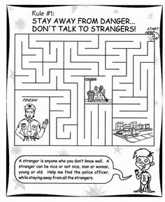 Educate a child on who "strangers" are with this helpful maze.: Stranger Danger Preschool, Bible Activity Sheets, Preschool Rainbow, Games For Preschoolers, Coloring Games, Rainbow Activities, Girl Scout Activities, Kindergarten Coloring Pages