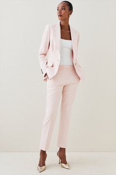 Tailored Stretch Suit Set | Karen Millen Pink Suit For Women, Women Work Clothes, Office Wear For Women, Womens Workwear, Work Outfit Office, Two Piece Set Pants, Office Wear Women, Boardroom Table, Walk In Wardrobe