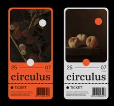 two tickets for the circus, one with pumpkins on it and one with acorns