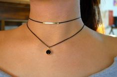 Chain is adjustable. Black Cord Set, Gold Coin Choker, Short Silver Necklace, Suede Choker Necklace, Delicate Layered Necklace, Mc Ideas, Coin Choker, Opalite Necklace, Cord Choker