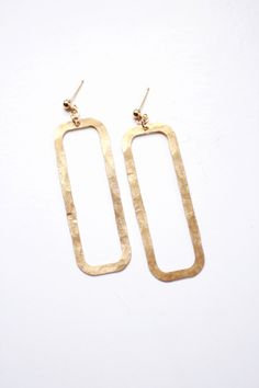 Rectangle Drop Earrings | Rectangle Earrings | Geometric Earrings | Statement Earrings | Statement Jewelry | Minimalist Earrings Rectangle Design, Rectangle Earrings, Rare Birds, Metal Charms, Jewelry Minimalist, Bird Gifts, Earrings Geometric, Brass Charms, Nickel Silver