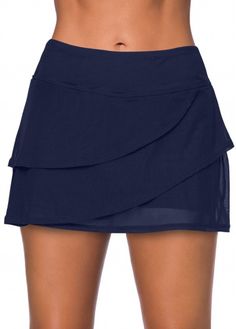 ROTITA Navy Blue Layered Crossover Hem Swim Skirt | Rotita.com - USD $23.77 High Waisted Swim Skirt, Elegante Y Chic, Skirt Swimsuit, Plus Swimwear, High Waisted Swim, Elegante Casual, Pink Swimsuit, Swimsuits High Waisted, Tankini Set