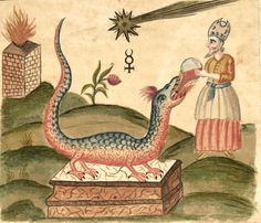 an image of a dragon with a woman in the background and other figures around it