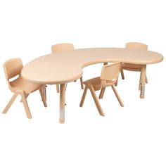 an oval table with four chairs and one chair on the other side, is shown