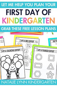 printable worksheets for first day of kindergarten and free lesson plans