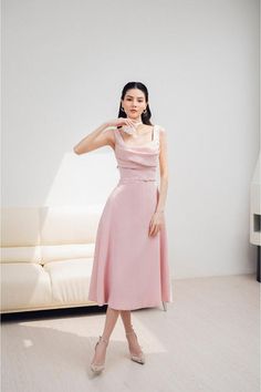 Evelyn A-line Strappy Cotton Midi Dress | MEAN BLVD Feminine A-line Dress For Formal Occasions, Feminine A-line Cocktail Maxi Dress, Feminine A-line Sleeveless Dress For Wedding, Pink Sleeveless Dress For Bridesmaid, Feminine Tea Length Dress For Summer Formal Events, Feminine Tea-length Dress For Summer Formal Events, Feminine Summer Tea Length Dress For Formal Occasions, Chic Pink Midi Dress For Evening, Formal Feminine A-line Tea Length Dress