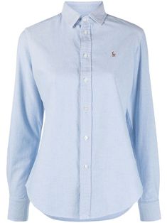 light blue cotton signature Polo Pony motif classic collar front button fastening long sleeves buttoned cuffs curved hem Polo Pony, White Shirts Women, Polo Ralph Lauren Women, Ralph Lauren Logo, Polo Shirt White, Ralph Lauren Women, Ralph Lauren Long Sleeve, Ralph Lauren Polo Shirts, Striped Polo Shirt