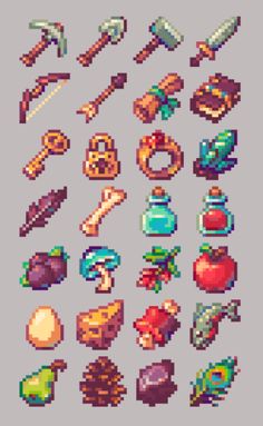 pixel art with different types of objects