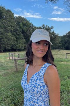 Our newest Midwest Cowgirl Hat is finally here and it's a dad hat like you've all been asking for! Your newest cream corduroy hat is finally here with the cutest sky blue embroidery on the front. One size fits all as there is an adjustable back. All hat sales are final. Cute Spring Hat With Curved Bill, Cute Curved Bill Hat For Spring, Cute Cotton Baseball Cap For Spring, Spring Dad Hat One Size Fits Most, Everyday Spring Dad Hat, One Size Fits Most, Cute Spring Cotton Baseball Cap, Spring Everyday Dad Hat One Size Fits Most, Everyday Spring Dad Hat, Cream Trucker Hat With Curved Brim For Spring