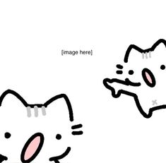 an image of two cats that are drawn in different colors and sizes, one is looking at the other cat's face