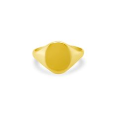 Gold Signet Ring - Lindsey Leigh Jewelry Classic Yellow Gold Oval Signet Ring, Classic Oval Yellow Gold Signet Ring, Classic Yellow Gold Rounded Rings, Classic Oval Signet Ring Tarnish Resistant, Classic Gold Oval Signet Ring, Classic Oval Signet Ring With Initials, Oval 14k Gold Signet Ring With Initials, Oval Initial Ring In Yellow Gold With Polished Finish, Classic Gold Engraved Oval Ring