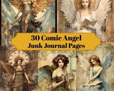 the cover of 30 comic angel junk journal pages