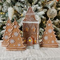 Looking for a piece to add to your existing Gingerbread village or something you can use all Holiday season? Look no further! Welcome the holiday season with these adorable gingerbread trees! Whether you're creating a gingerbread village or want a statement piece, these are the perfect decorating accessory. Set of 3 Trees Resin Flat Base Slight Sparkle Measures approx. 8"H Gingerbread Trees, Mothers Cookies, Wooden Trees, Cardboard Craft, Gingerbread Village, Simply Noelle, Wooden Tree, Bowl Candle, Decor Figurines