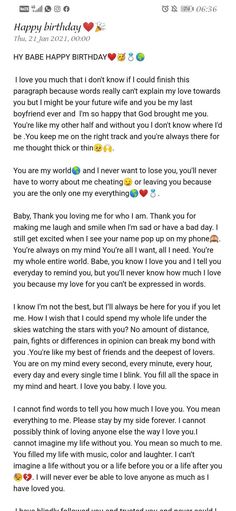 an email to someone on their birthday with the message'i love you more than my boyfriend