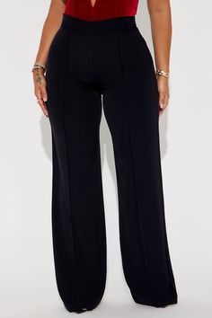 Available In Black, Taupe, And Navy. High Rise Pintuck On Front Back Hidden Zipper Non Stretch 35" Inseam Shell: 96% Polyester 4% Spandex Imported | Vicky High Waisted Dress Pants in Black size Medium by Fashion Nova