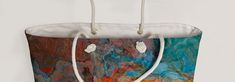 "My Oversized Rope Handle Tote is perfect for a day at the beach, a weekend getaway or out on the town. The wide-mouthed, durable bag with my abstract art holds a generous amount of your gear and is easily held by the thick rope handles. - All Over Print - Flat T-Bottom - Cream Colored 27\" Rope Handles - Metal Grommets - Cream Sheeting Interior Lining - 24 in wide, 13 in tall, 5 in deep They are individually printed with my abstract art using the most advanced digital printing technology. Dye-s Multicolor Beachwear Bags For Travel, Multicolor Beachwear Travel Bag, Bohemian Beach Bag Made Of Canvas, Multicolor Beach Bag For Everyday Use, Bohemian White Beach Bag For Travel, Multicolor Canvas Bag For Summer Vacation, Summer Multicolor Canvas Bag For Beach Season, Artistic Summer Bags For Everyday Use, Summer Multicolor Canvas Bag For Vacation