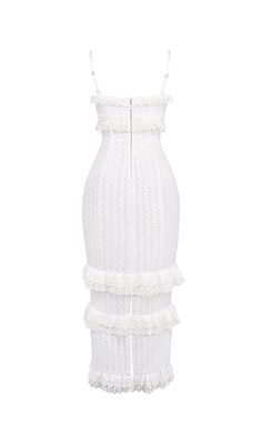 White Broderie Maxi DressGet ready for the warmth of Spring and endless Summer days with our White Broderie Maxi Dress. Made from dainty broderie anglaise, this dress exudes pretty drama and romance. The sweetheart neckline features underwired cups for added support, while the fitted bodice with internal side boning cinches and flatters your shape. With slim adjustable straps, you can customize the fit to your liking.Where to Wear Pretty date nights Alfresco dinner dates Champagne with the girls Bottomless brunches Garden parties Vacays Underwear SolutionNo bra required as it's cupped and lined, providing you with all the support you need.Key Features Made from dainty broderie anglaise Fully lined Stretch Factor: Little Stretch Dress Length: Approx 147cm Materials: New Dainty Embroidery An Chic Fitted Eyelet Midi Dress, Sleeveless Fitted Midi Dress With Broderie Anglaise, Fitted Sleeveless Midi Dress With Broderie Anglaise, Fitted Eyelet Dress, Midi Length, Fitted Eyelet Dress Midi Length, Fitted Eyelet Midi Dress, Elegant Midi Dress With Eyelet Details, Elegant Midi Length Eyelet Dress, Broderie Anglaise Square Neck Dress For Garden Party